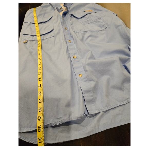 Columbia SPF 50 Vented Caped Fishing Hiking Outdoor Shirt Light Blue Mens Large - Picture 8 of 9